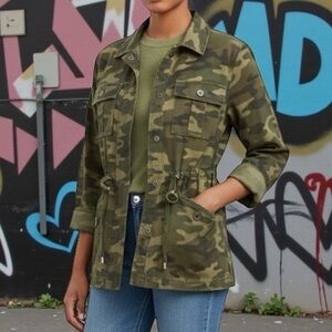 Banana Republic Utility Military Green Camo Jacket Coat Womens Medium